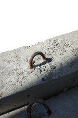 object in building construction site detail joint concrete with metal steel rusty dirty high quality unfinished foundation png