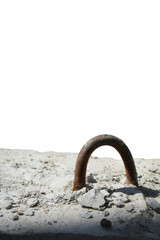 object in building construction site detail joint concrete with metal steel rusty dirty high quality unfinished foundation png