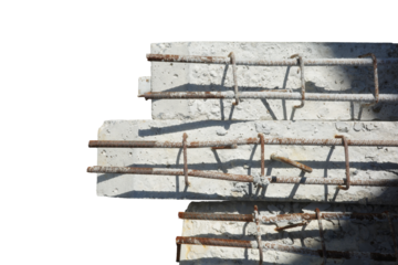 object in building construction site detail joint concrete with metal steel rusty dirty high quality unfinished foundation png