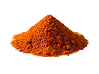 Finely Ground Orange-Red Spice Powder Mound, Possibly Paprika or Chili Powder for Culinary Use PNG Isolated Transparent White Background Stock Object Photo Download