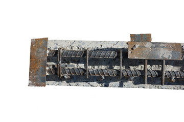 object in building construction site detail joint concrete with metal steel rusty dirty high quality unfinished foundation png