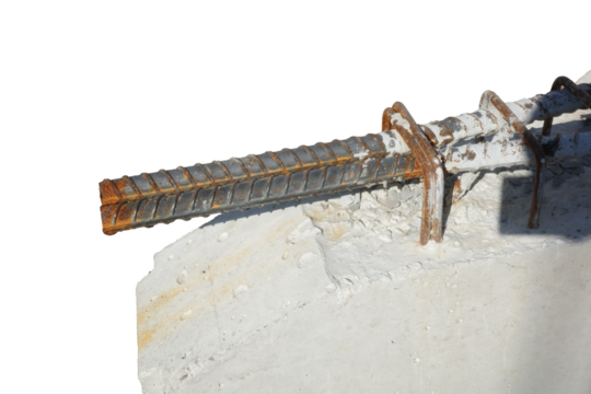 object in building construction site detail joint concrete with metal steel rusty dirty high quality unfinished foundation png