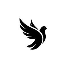 Obraz premium Dove of Peace: A minimalist silhouette of a dove in flight, symbolizing peace, hope, and freedom.