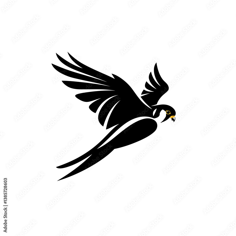 Poster an abstract representation of a kestrel in a poised dive_transparent