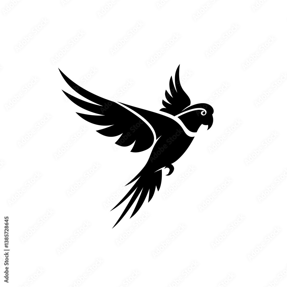 Poster an abstract representation of a parrot in mid-flight_transparent