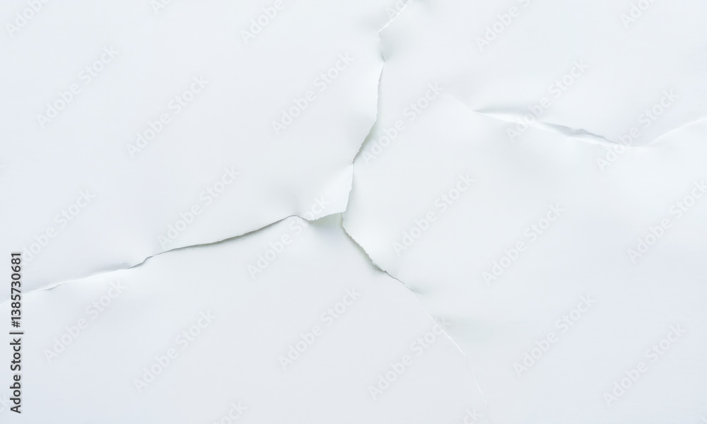 Poster close up view of white paper background featuring visible creases and tears, creating interesting te
