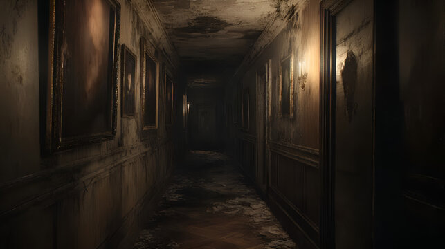 horror ambience, scary corridor, horror, complete darkness, sinister