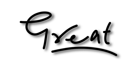 Handwritten great label on white background