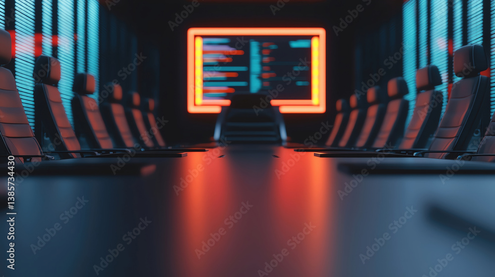 Aufkleber modern conference room featuring sleek chairs and large screen displaying data analytics, creating p