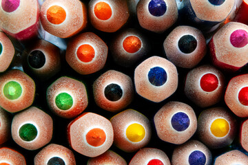 Close-Up of Sharpened Colored Pencils. Creative Colorful Art Background. Colorful Pointed Pencils Close-Up