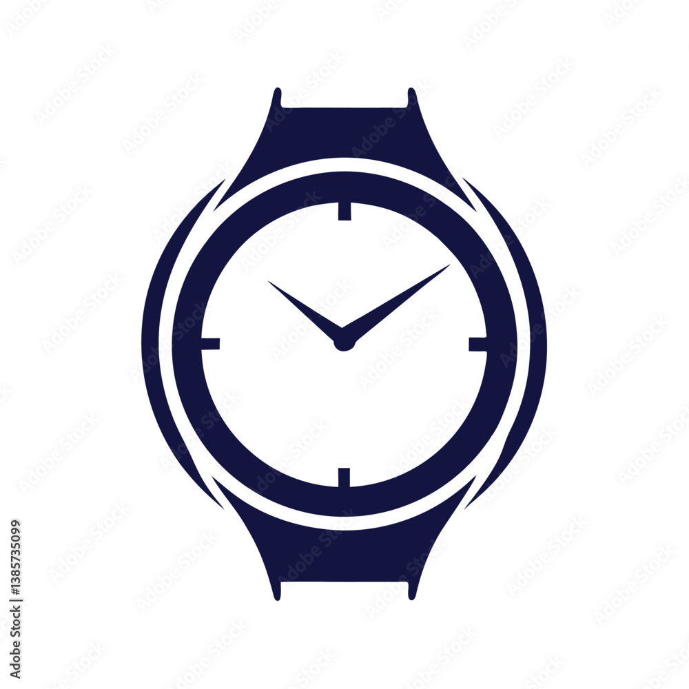 Poster vector clock icon illustration on a white background signifies time with its hour and minute arrows