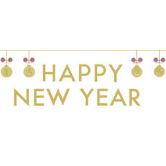 Creative Happy New Year Text with Decorative Ornaments