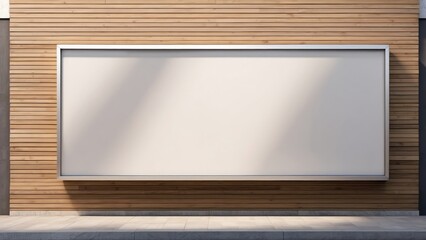 Obraz premium A blank wall-mounted billboard on the side of a modern store
