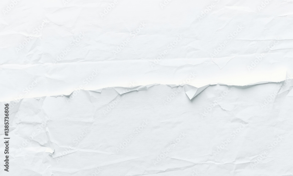 Poster crumpled white paper background with textured surface, showcasing subtle wrinkles and folds that cre
