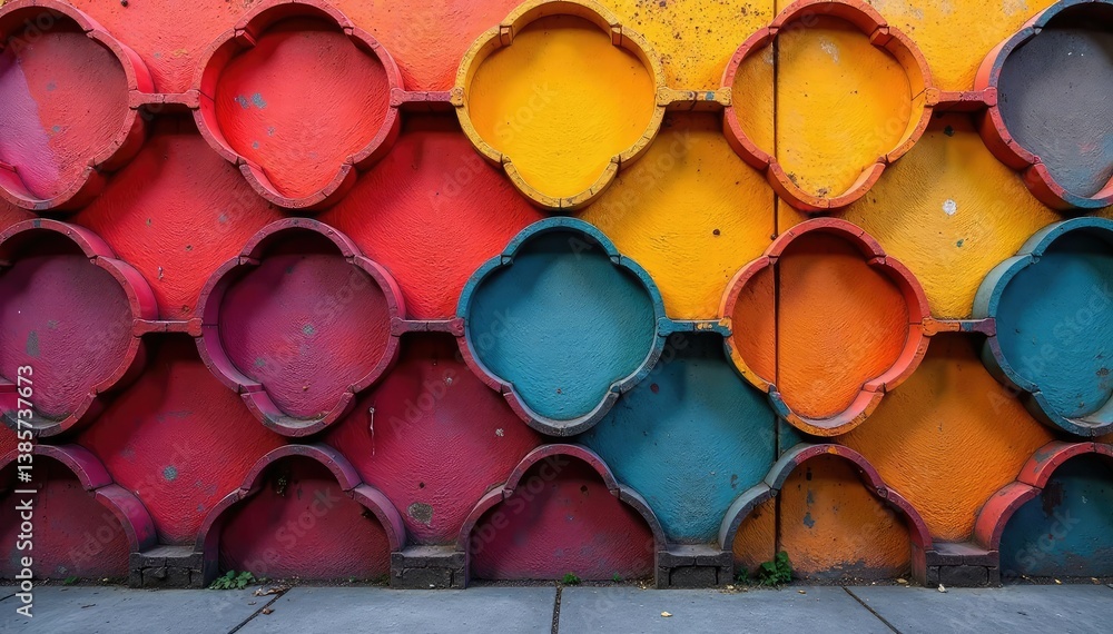 Poster interlocking circles form a repeating motif on a wall , shapes, modern