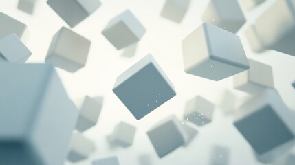 Obraz premium Cubes falling light background abstract 3D render