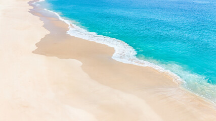 White sandy coast with clear turquoise water in tropical paradise. summer background and summer holiday concept.