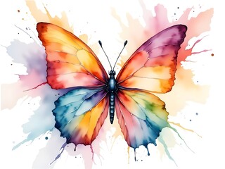 Illustration of an isolated transgender butterfly symbol representing transition, transformation, and metamorphosis, coloured in Pride flag rainbow colours 