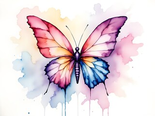 Illustration of an isolated transgender butterfly symbol representing transition, transformation, and metamorphosis, coloured in Pride flag rainbow colours 