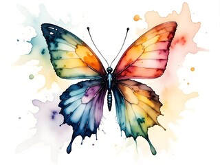 Illustration of an isolated transgender butterfly symbol representing transition, transformation, and metamorphosis, coloured in Pride flag rainbow colours 