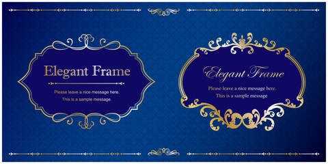 高級感のあるエレガンスなフレームセット、飾り罫、装飾デザイン、上品な背景、金、ゴールド、赤