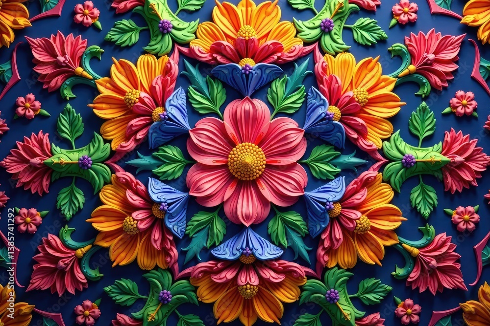 Poster intricate floral design within a repeating hexagonal pattern , flower, shape