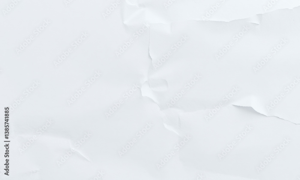 Poster wrinkled white paper background with subtle texture and creases, perfect for various design projects