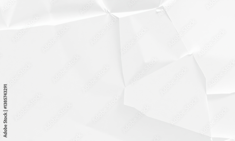 Poster crumpled white paper background with subtle texture and shadows, creating clean and minimalistic aes