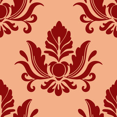 Damask seamless red and pink floral pattern, vector illustration elegant for textile design. wall paper, bedding, curtain, cushion, scarf, rug, upholstery fabric, vintage style, luxury design