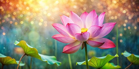 Vintage Pink Lotus Dreamy Impressionist Floral Art Print