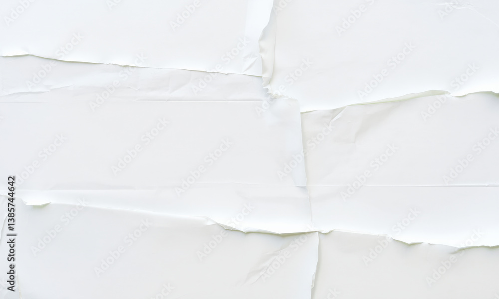 Poster textured white paper background with visible creases and torn edges, creating subtle yet interesting