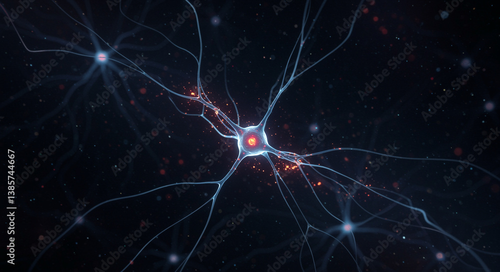 Aufkleber neuron network science with neural connections and scientific research of brain activity and cortiso