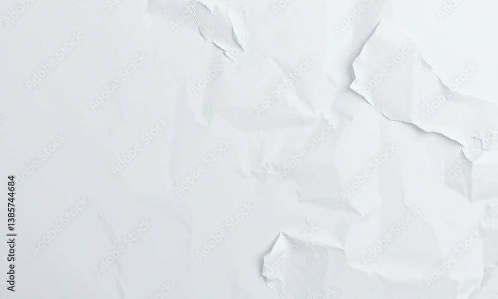 Poster crumpled white paper background with subtle texture, perfect for various design projects and creativ