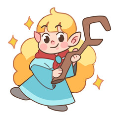 Adorable Chibi Elf Wizard Ready for Adventure