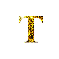 Golden letter T. Letter of the alphabet.