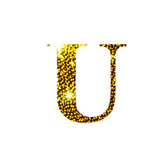 Golden letter U. Letter of the alphabet. © innabelavi