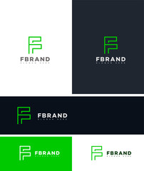 F Letter Logo Design Green Minimalist Lettermark Variations