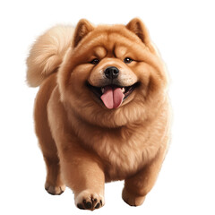 Obraz premium Cute Fluffy Chow Chow Dog Walking Towards Camera – Isolated PNG
