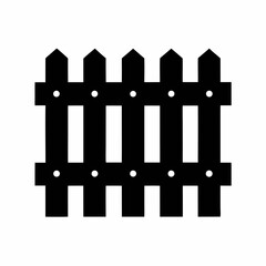 Simple Wooden Fence silhouette Vector Illustration.