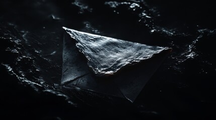 Fototapeta premium A mysterious sealed envelope resting upon dark, reflective water.