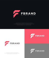 Fototapeta premium F Brand Logo Design Modern, Minimalist, Creative, Red, White, Grey