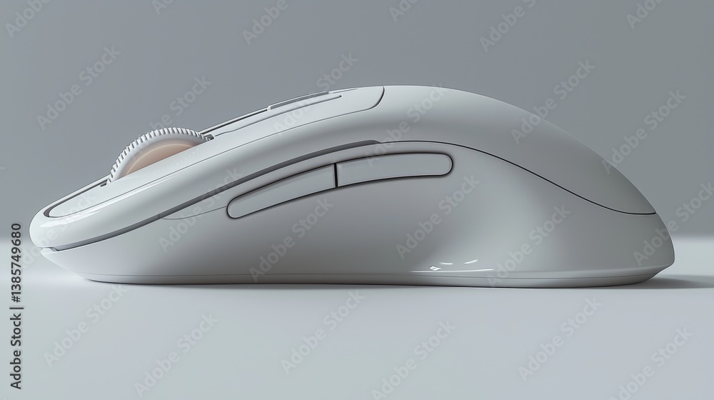 Poster a sleek, modern computer mouse on a minimalistic background.