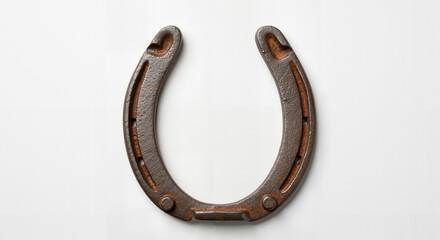 Horseshoe symbolizing luck on a white background  