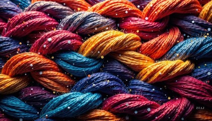 Intricate woven threads, rich colors, seamless repeat , thread, textile