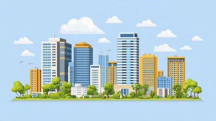 Fototapeta premium Modern Cityscape Skyline with Parks