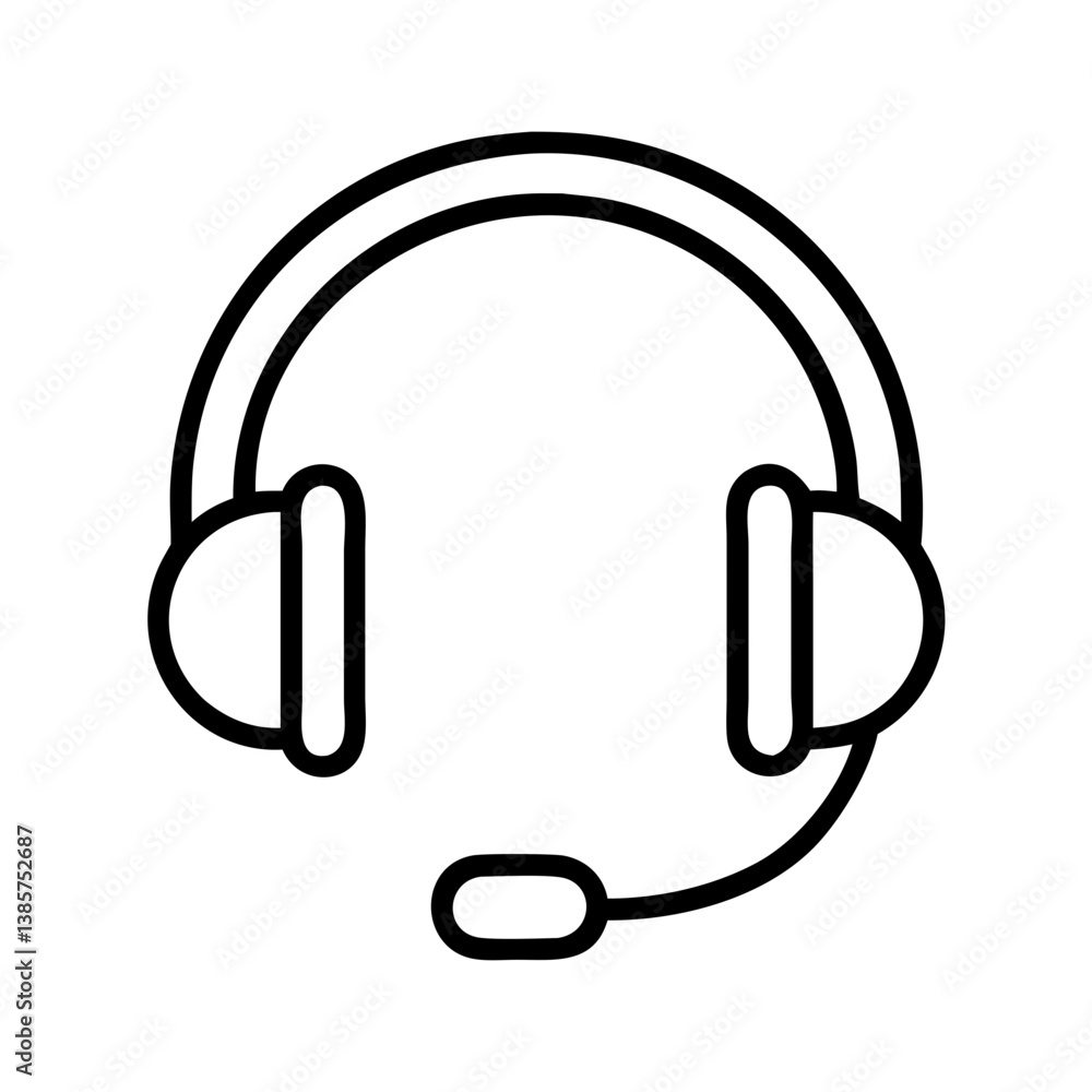 Poster headset with microphone vector icon for call center support and customer service professionals isola