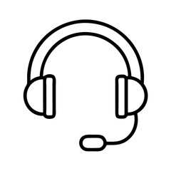 Headset with microphone vector icon for call center support and customer service communication technology design