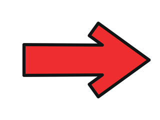 赤いふちどり矢印ベクター横方向