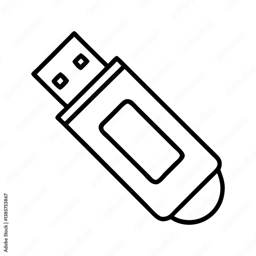 Fototapete usb drive vector icon outline style for data storage and file transfer technology and computer acces