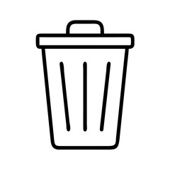 Garbage can icon vector illustration, trash bin outline drawing, waste container symbol, recycle bin image